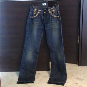 Versace jeans with leather detailing